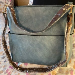 Blue denim shoulder bag